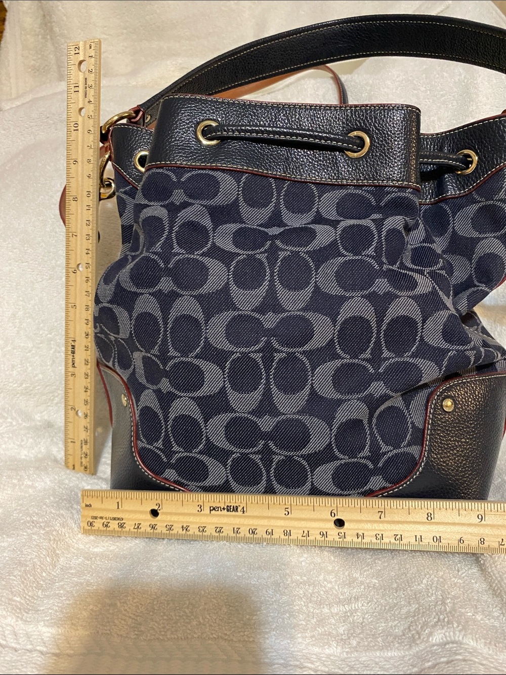 Coach Denim Bucket Signature Drawstring Bag - Gem
